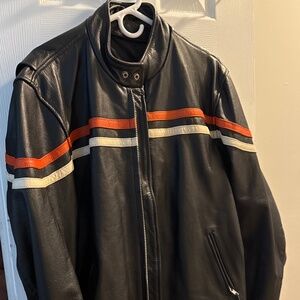 Leather motorcycle coat